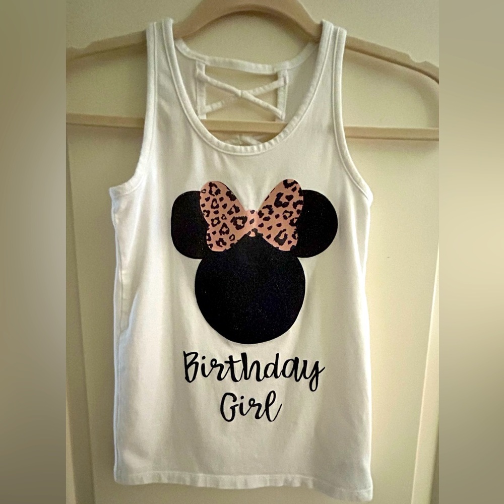 Girls, White Birthday Girl Disney Tank Top, Y8